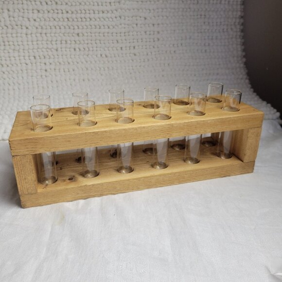 Handmade Other - Plant Propagation Station Tabletop Pine Wood 12 glass tubes Handmade hydroponics